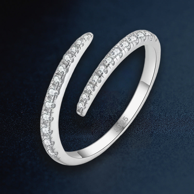 Silver S925 Diamond Moissanite Twisted Ring