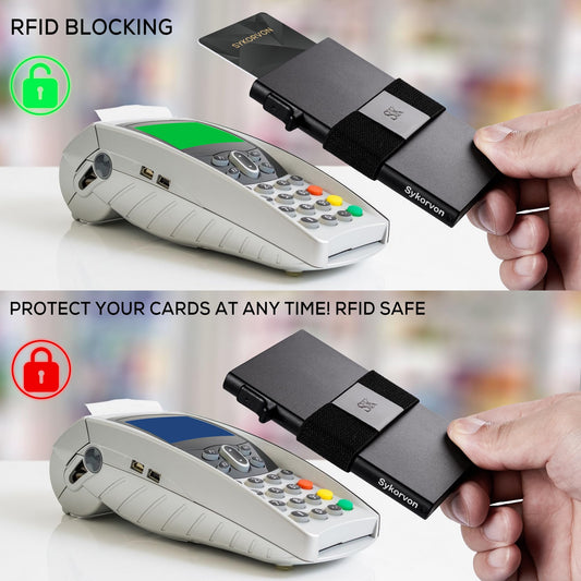 Minimalist Card Holder Wallet For Men, Aluminum Slim Metal Wallet With Money Band, RFID Blocking Up Wallet, Holds 12Cards Plus Cash