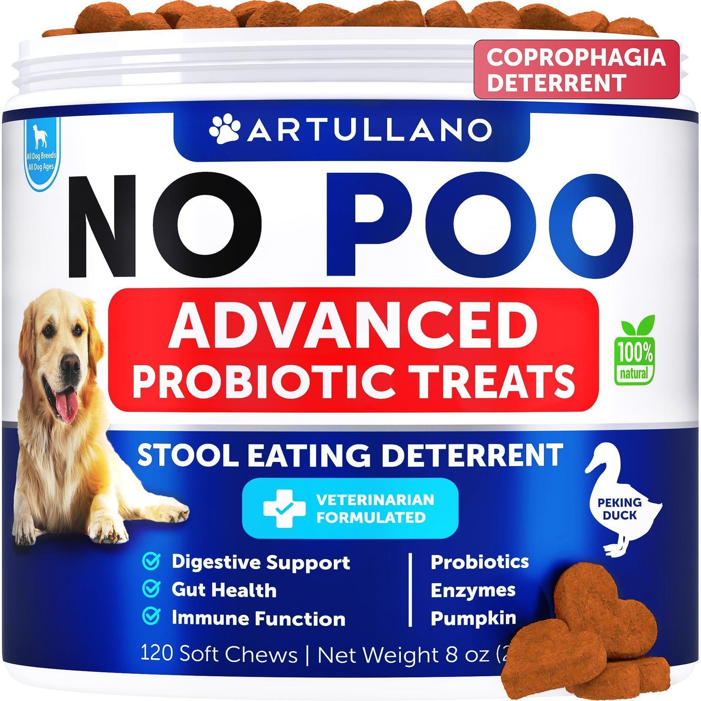 No Poo Chews for Dogs Coprophagia Stool Eating Deterrent Stop Eating Poop Treats with Probiotics Pumpkin & Digestive Enzymes Prevent Dog Puppy from Eating Poop Gut Health Support Supplement