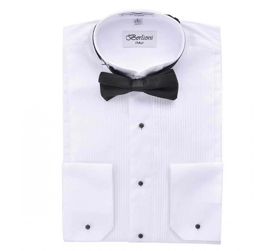 Insta Slim Tuxedo Shirt with Bow Tie – Wingtip Collar Style 155485