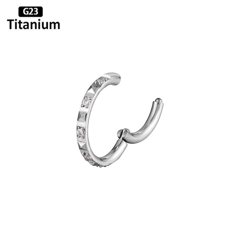 Inlaid 5A Zircon G23 Titanium Alloy Closed Nose Ring