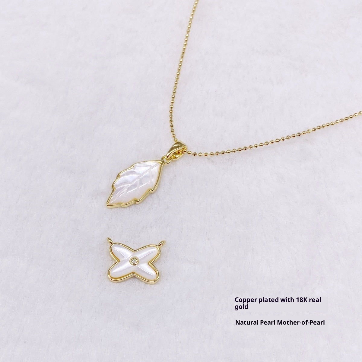 Diy Ornament Accessories Copper Plating 18K Gold Pearl Shell Necklace Bracelet Single And Double Charm