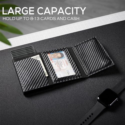 Airtag Wallet Men Minimalist Up Wallet With Money Clip RFID Card Holder Slim Wallet With Airtag Holder,ID Window
