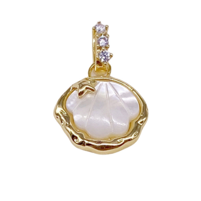 Diy Ornament Accessories Copper Plating 18K Gold Pearl Shell Necklace Bracelet Single And Double Charm