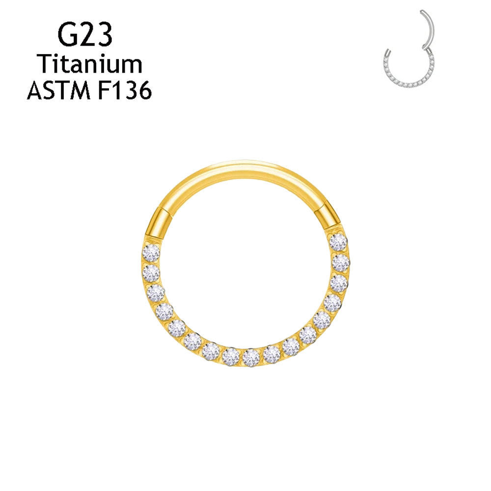 Inlaid 5A Zircon G23 Titanium Alloy Closed Nose Ring