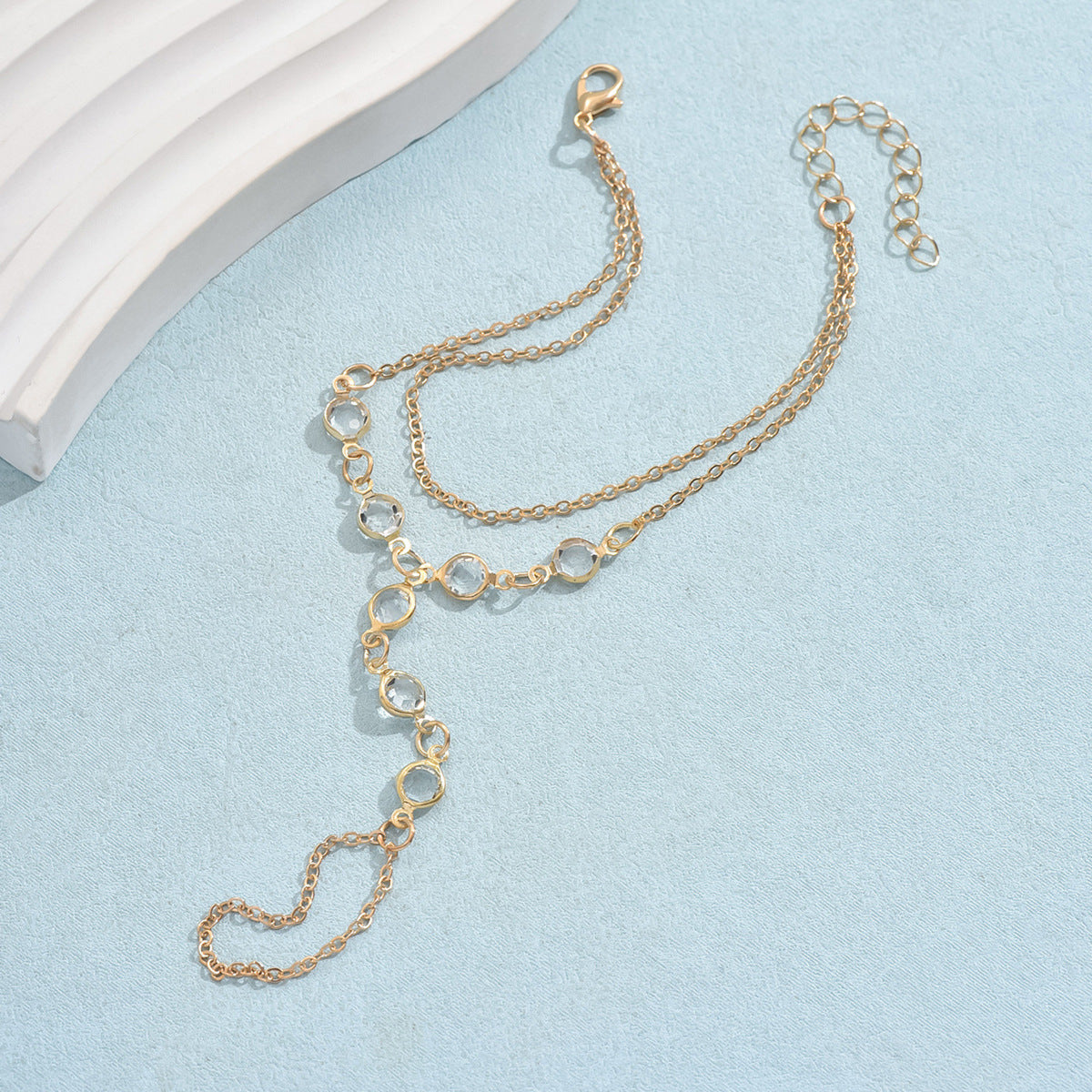 European And American Fashion Minimalist Bracelet Ring Crystal Luxury Mitten-type Bracelet Cross-border Hot Selling Jewelry