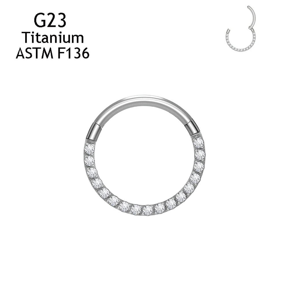 Inlaid 5A Zircon G23 Titanium Alloy Closed Nose Ring