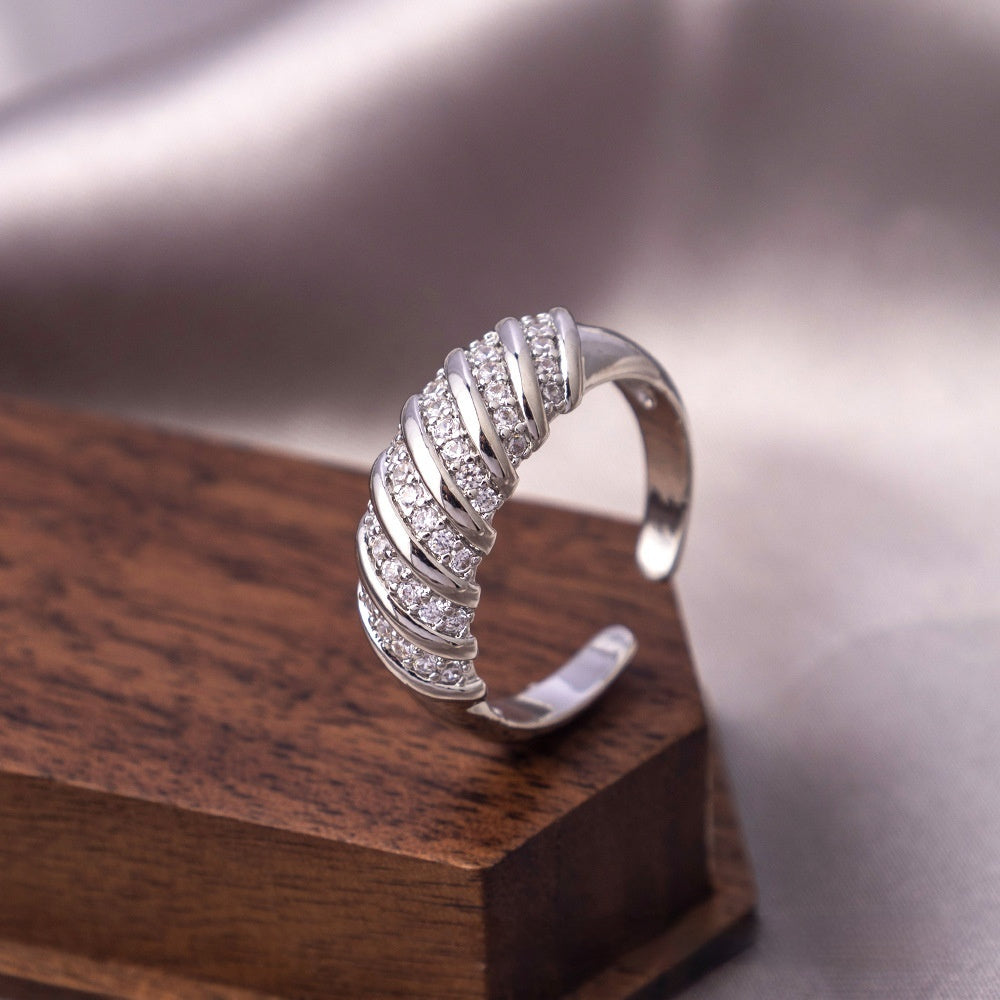 Ring Real Gold Zircon Ornament Adjustable Retro Heavy Industry Ring Ornament Ornament