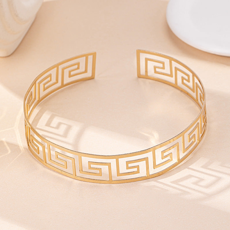 Geometric Loop Collar Earrings Ring Bracelet Women's Jewelry Fashion Suit