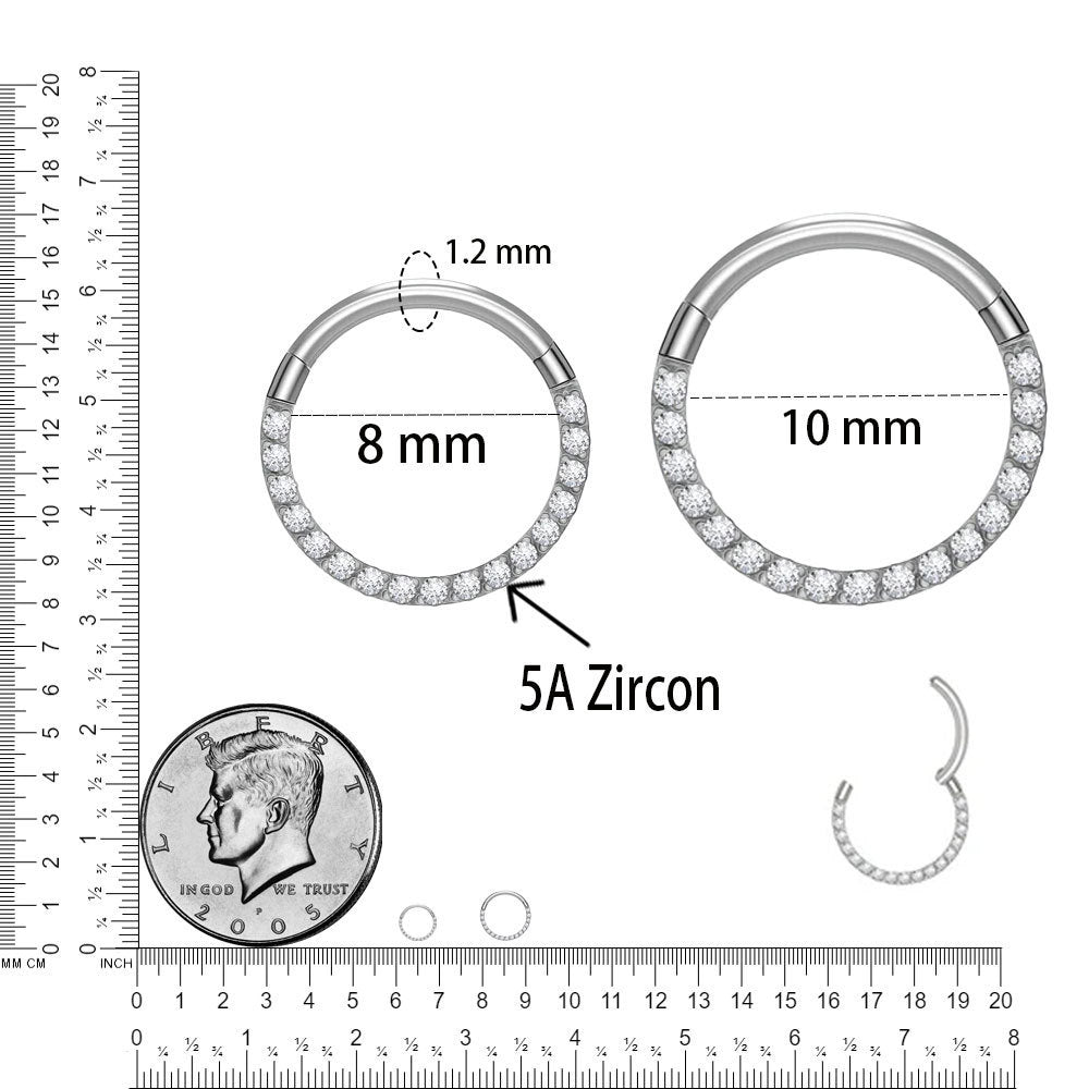 Inlaid 5A Zircon G23 Titanium Alloy Closed Nose Ring