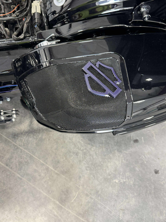 24+ Harley Davidson bag lid Speaker Grill Cover Guard shield theme