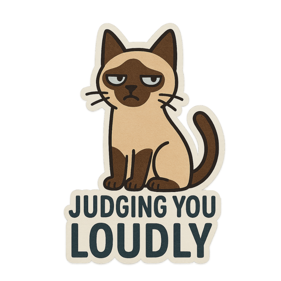 "Judging You Loudly" Funny Sarcastic Siamese Cat Sticker