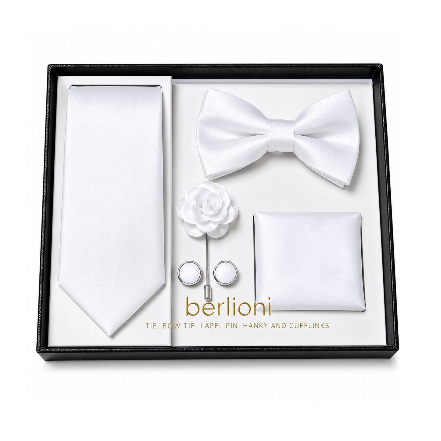 Insta Slim® 5 Piece Gift Set Tie, Bow-Tie, Lapel Pin, Hanky & Cufflinks 155TGS1