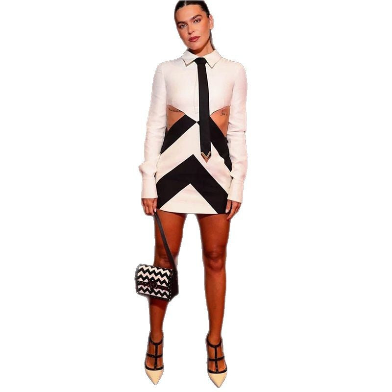 Fashion Graceful Personality Series Hollow Tie Waist Dresses