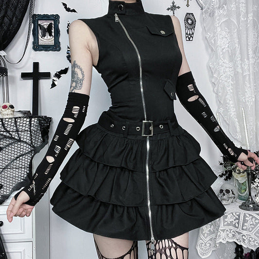 Women's Vintage Zipper Dress Personality Street Punk Dresses