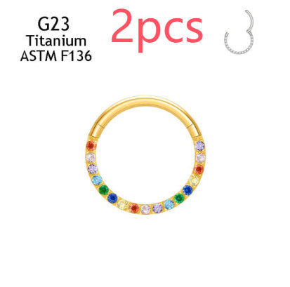 Inlaid 5A Zircon G23 Titanium Alloy Closed Nose Ring