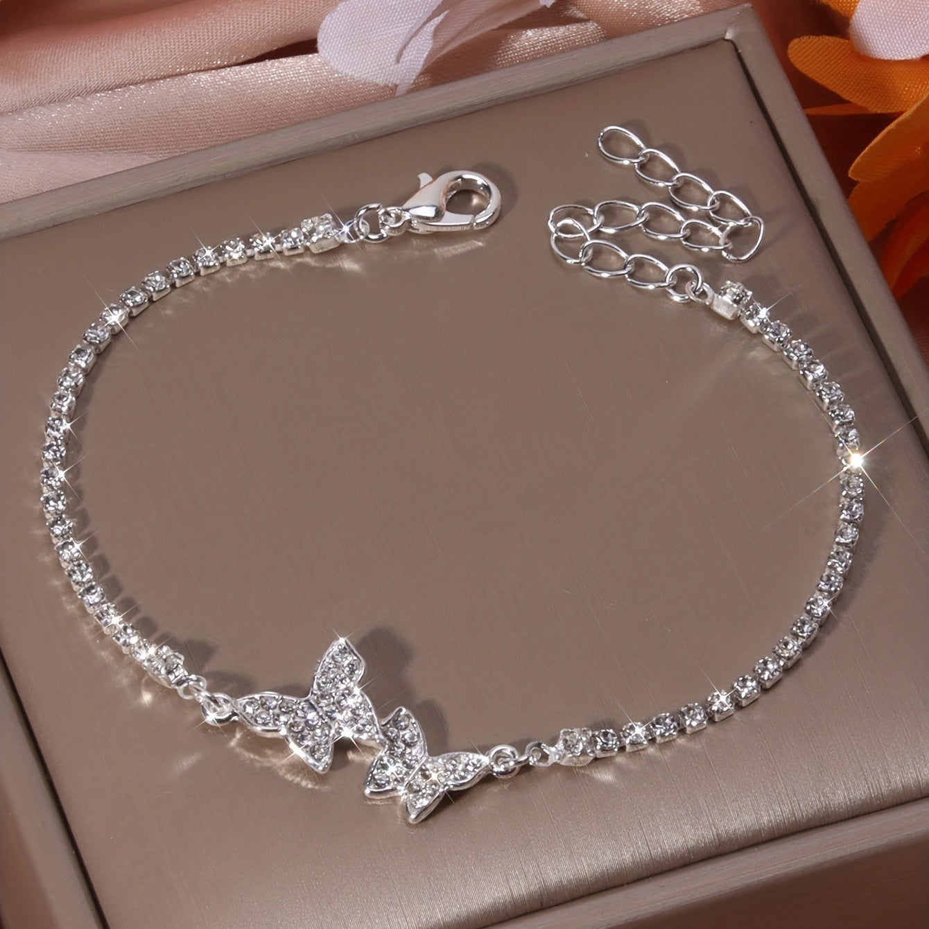 Design High-grade Inlaid Rhinestone Butterfly Anklet