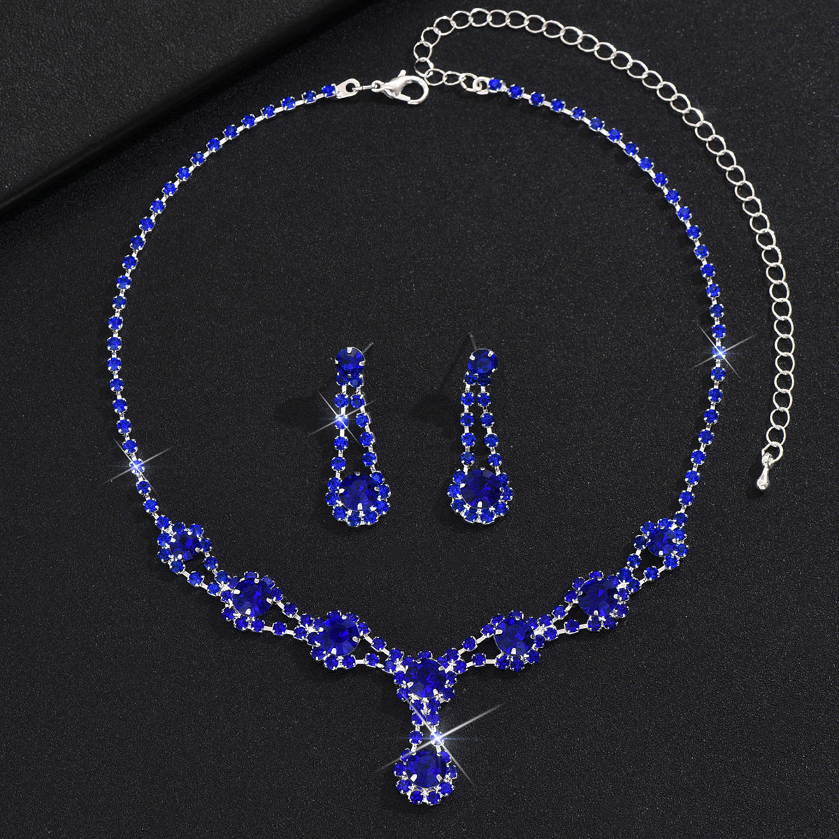 Hot Selling Simple High-grade Rhinestone Crystal Necklace Earrings