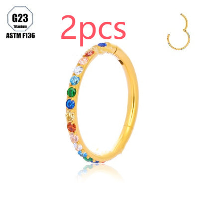Inlaid 5A Zircon G23 Titanium Alloy Closed Nose Ring