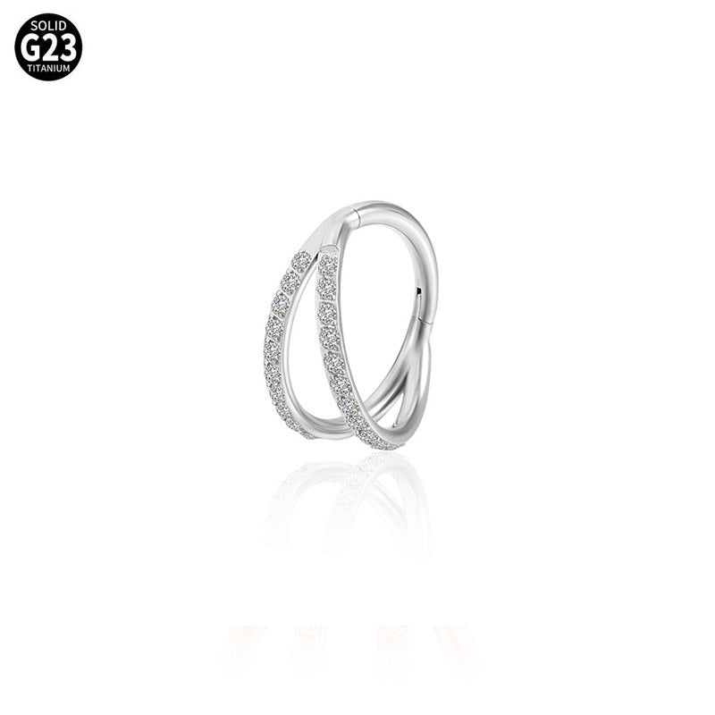 G23 Titanium Alloy Puncture Zircon Lip Ring Nose Ring