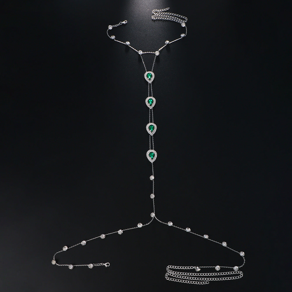 Gem Bikini Chest Necklace Body Chains Rhinestone-encrusted Jewelry