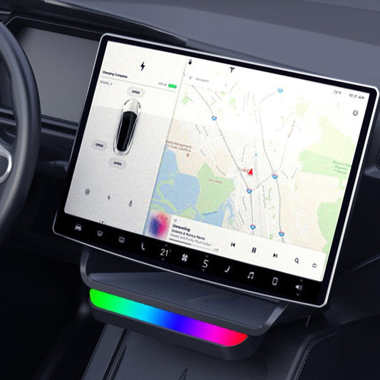 Model 3 Highland / New Model Y Under Screen Storage Box Center Console Organizer With Ambient Lighting