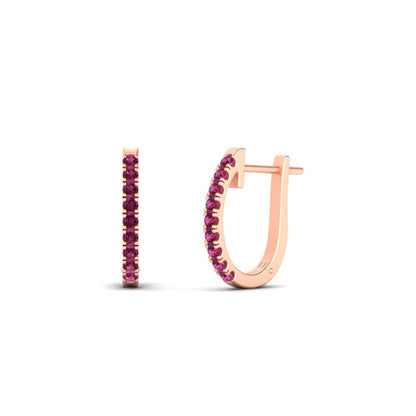 Round Cut 0.25 Ct Diamond Hoop Earrings