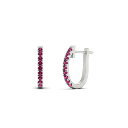 Round Cut 0.25 Ct Diamond Hoop Earrings