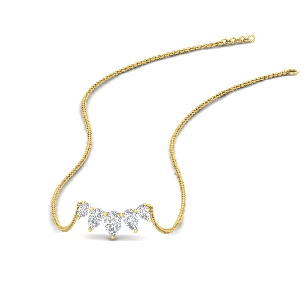 0.75 Carat 5 Stone Pear Shaped Diamond Necklace