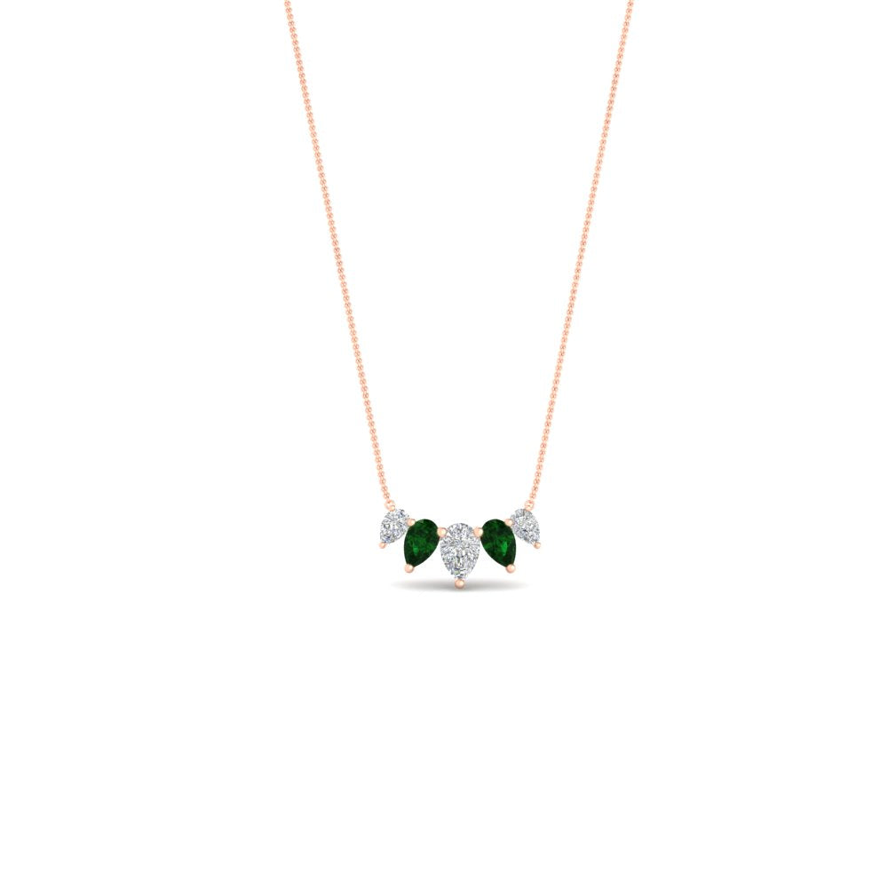 0.75 Carat 5 Stone Pear Shaped Diamond Necklace