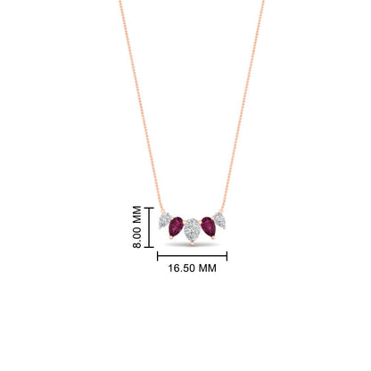 0.75 Carat 5 Stone Pear Shaped Diamond Necklace