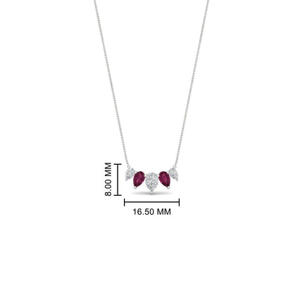 0.75 Carat 5 Stone Pear Shaped Diamond Necklace