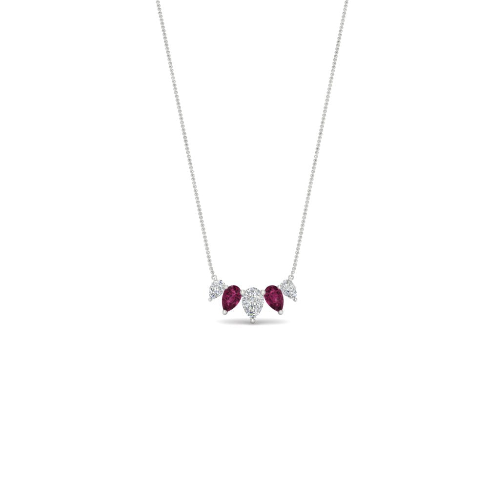 0.75 Carat 5 Stone Pear Shaped Diamond Necklace