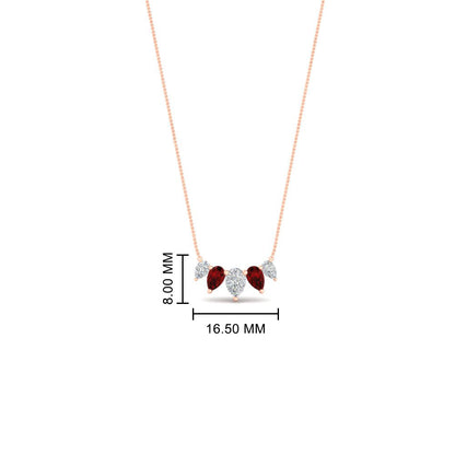 0.75 Carat 5 Stone Pear Shaped Diamond Necklace