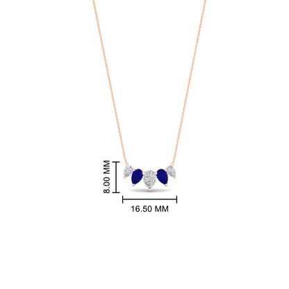 0.75 Carat 5 Stone Pear Shaped Diamond Necklace