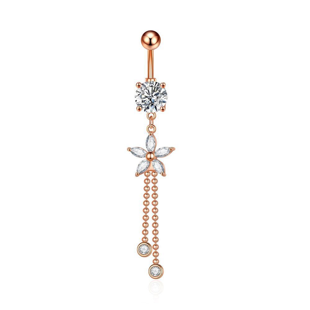 Zircon Tassel Belly Ring Navel Stud Piercing Jewelry