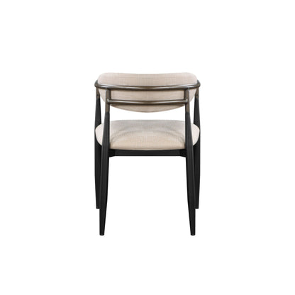 Set of 2 Beige and Black Armchair with Open Back