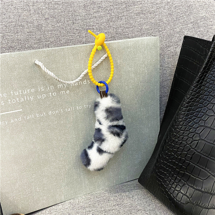 Fox Tail Furry Bag Cute Leopard Plush Pendant