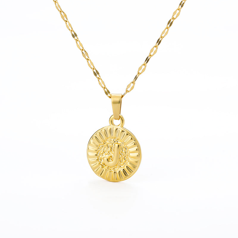 English Alphabet Disc Necklace Women And Men