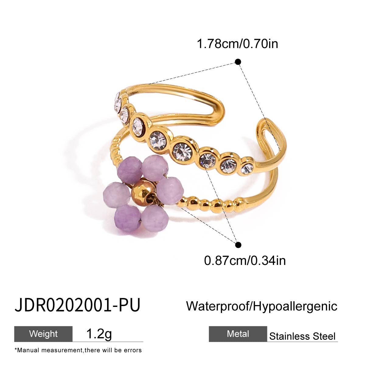 Stainless Steel Colorful Natural Stone Mitten-type Bracelet