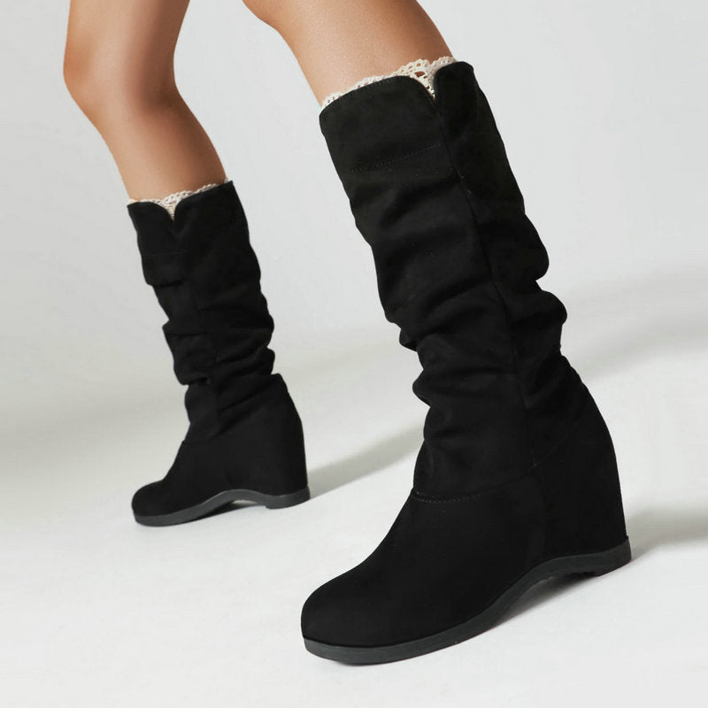 Women's Suede Fabric Platform High-top Boots