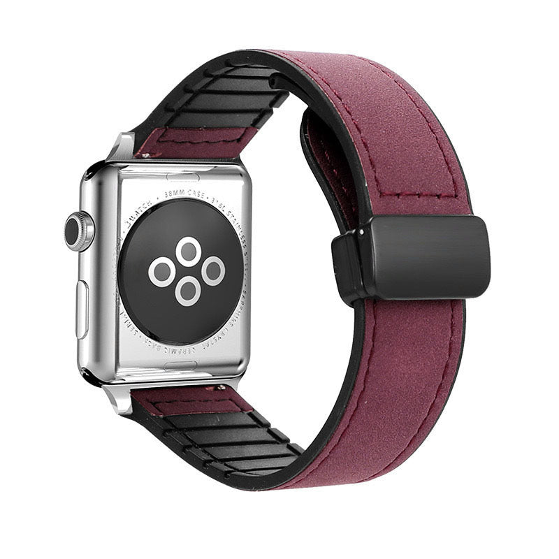 Watch Band Folding Magnetic Buckle Genuine Leather