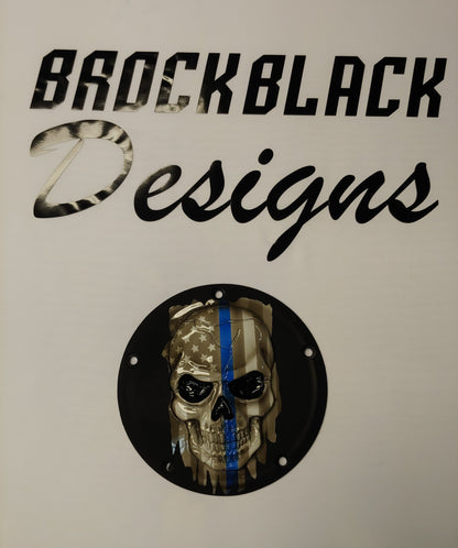 Thin blue line American Flag skull Harley Derby  Cover