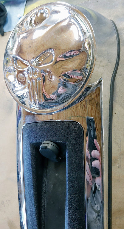 Chrome 3D Punisher Harley touring fuel door