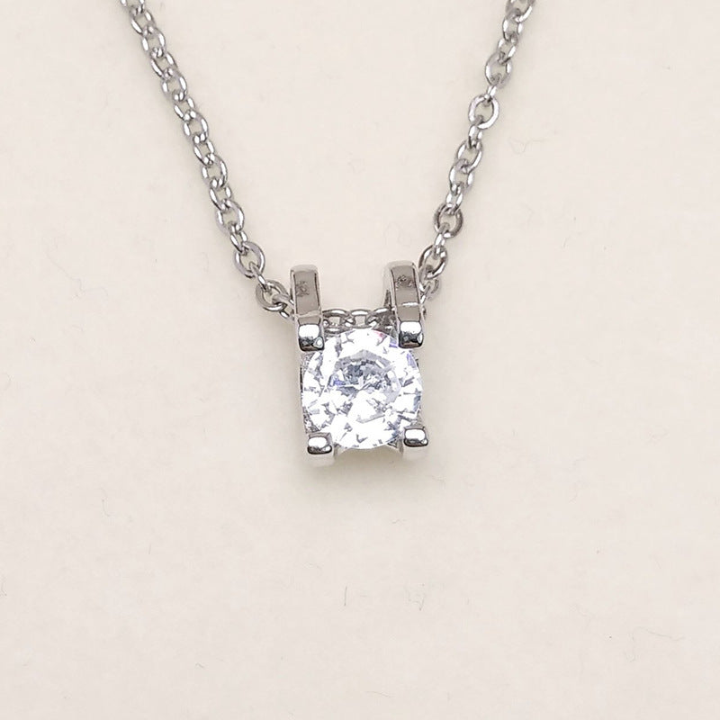 Simple Zircon Inlaid Plated Unisex Necklace