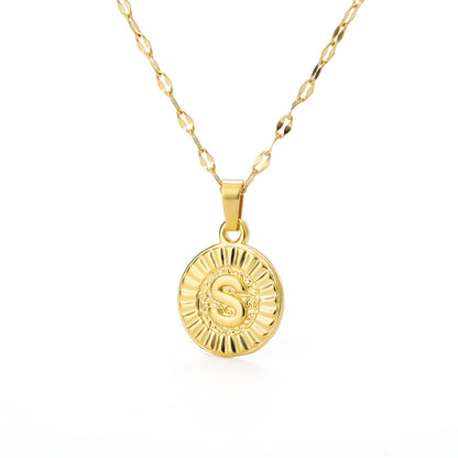 English Alphabet Disc Necklace Women And Men