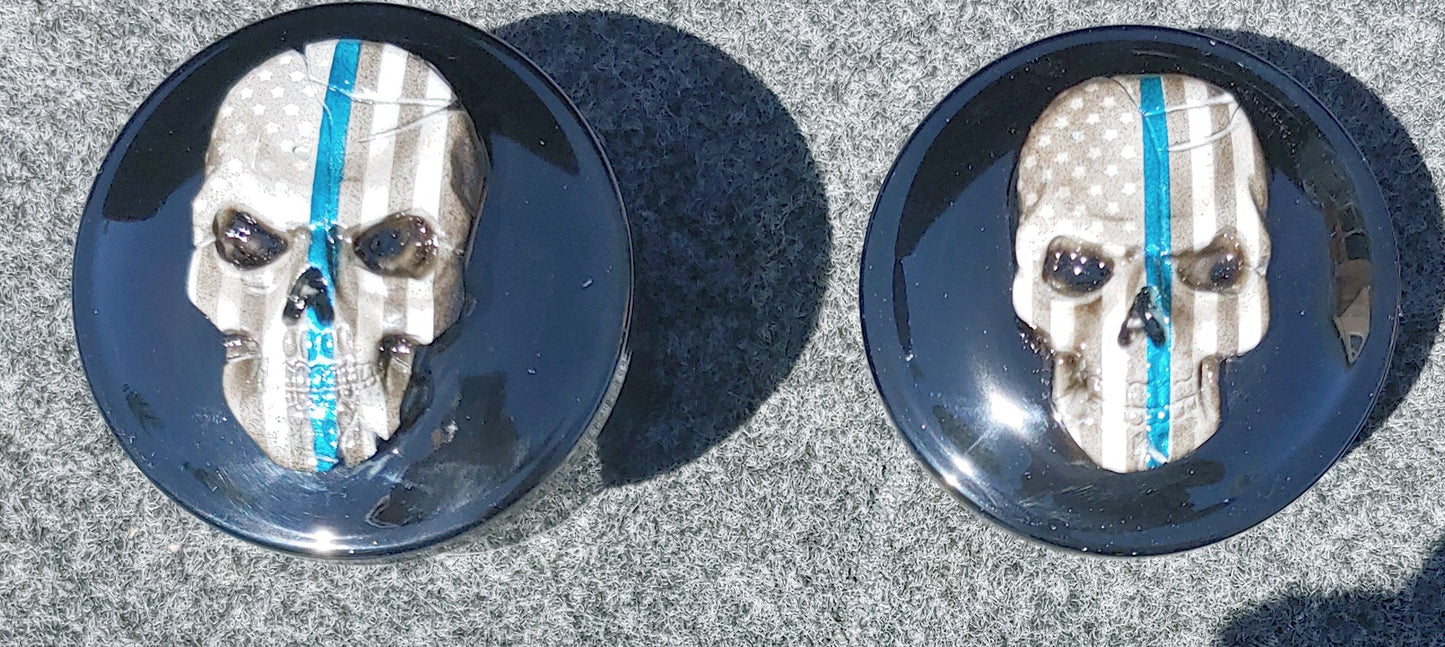 Custom Harley faux and fuel cap Thin Blue line skull
