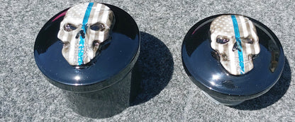 Custom Harley faux and fuel cap Thin Blue line skull