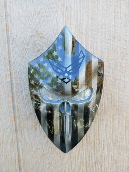 Custom Harley horn 3D Punisher with ghosted American flag Air Force  logo