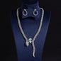 S925 Silver Curved Snake Necklace with Zirconia and Diamonds